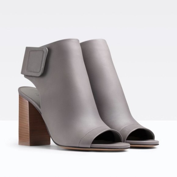 Vince Shoes - VINCE Faye Open Peep Toe Leather Bootie High Chunky Block Heel Sandal Wrap Boots
